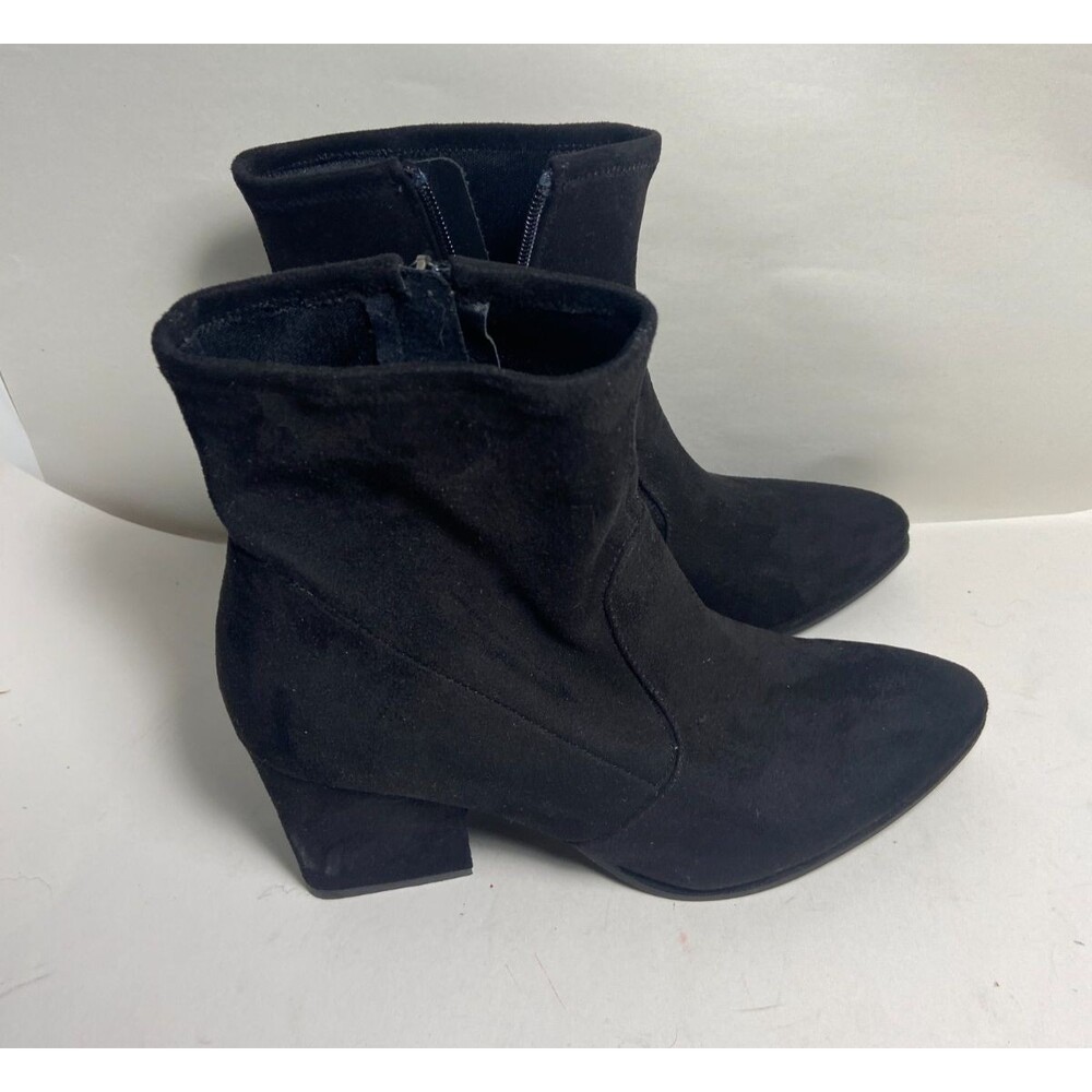 Michael Shannon Faux Suede Black Booties Womens 3 inch Heel Size 10